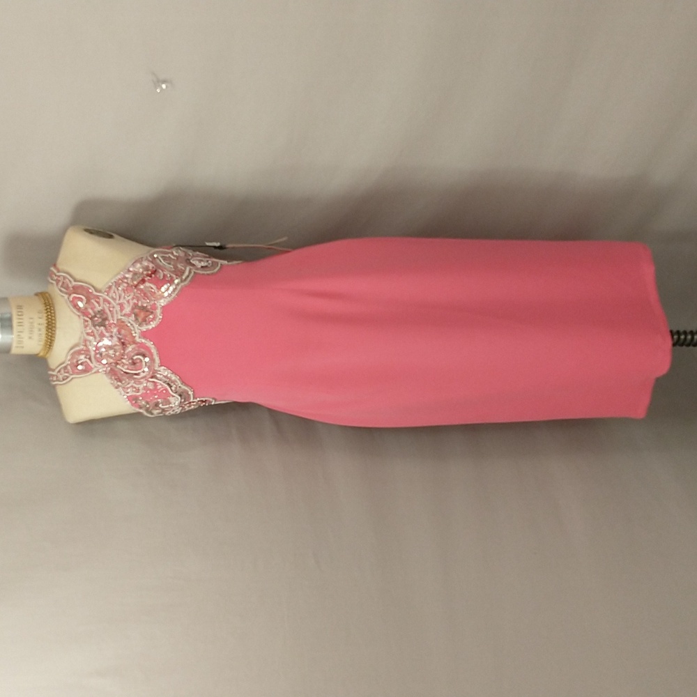 Pink Silk Designer Dress Beaded Bodice Evening Wear NWT Filenes Oleg Cassini